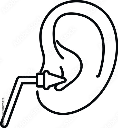 Ear plug inserted into an ear for hearing protection from loud sound