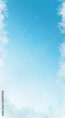 Winter Frost Background with Blue Gradient and Ice Crystals