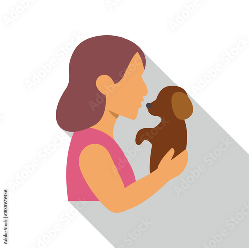 Woman holding a small dog in her arms, illustrating pet care and affection
