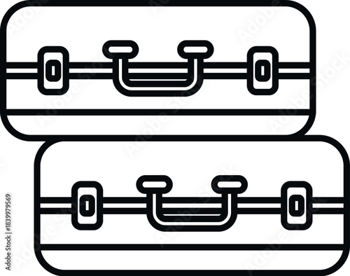 Two stacked suitcases with handles and latches, illustrating travel luggage