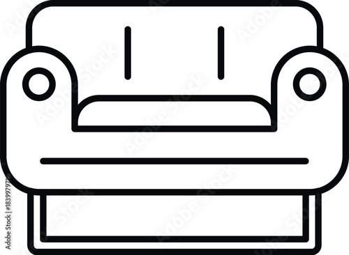 Sofa as an outline vector icon for living room interiors and comfort