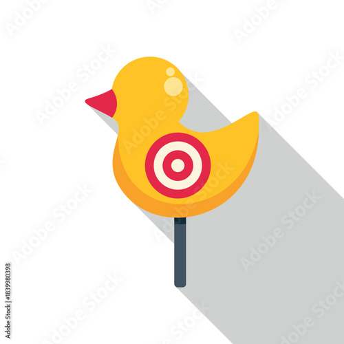 Yellow duck with a target symbol for carnival shooting gallery game