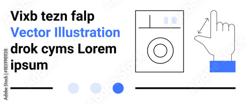 Washing machine interface and hand demonstrating touch gesture for precision controls. Ideal for technology, innovation, user interface, smart home, appliance, solutions, simple landing page