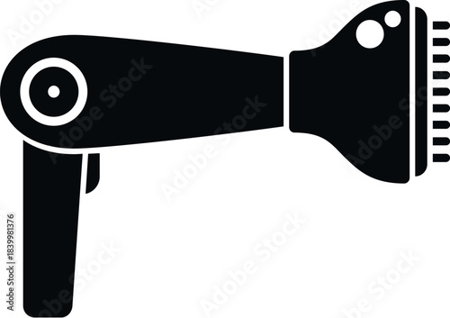 Hot air styler with a brush attachment for grooming and drying hair silhouette