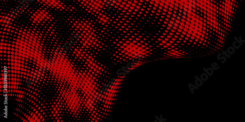 Dark black and red abstract grunge background with halftone style. halftone