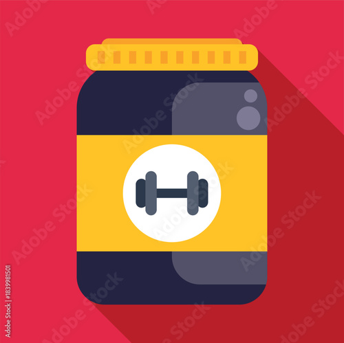 Nutrition supplement jar for bodybuilding and workout representing healthy lifestyle