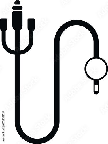 Audio cable with a jack plug splitter and a microphone connected, representing sound equipment