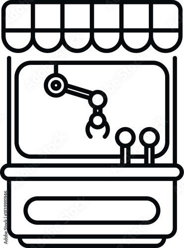 Claw machine amusement game with a grabber arm and control sticks