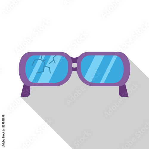 Eyeglasses showing a damaged lens, representing optical vision problems or accident