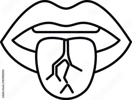 Cracked tongue concept indicating dehydration and medical health issues