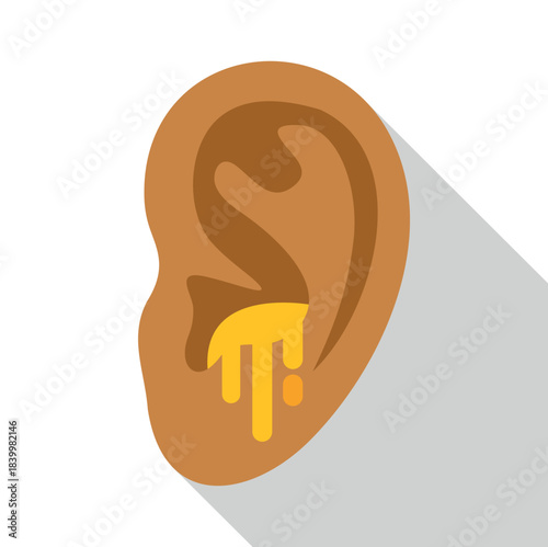 Human ear showing wax dripping, symbolizing cerumen buildup or ear infection