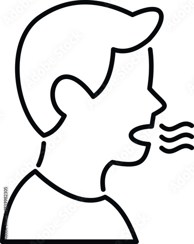 Adult person experiencing a cough or breathing difficulty, symbolizing illness or sickness