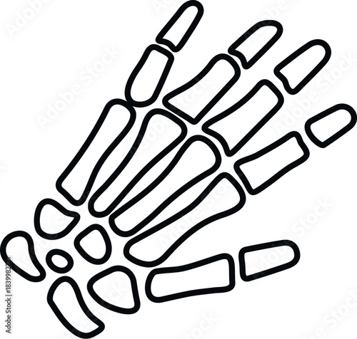 Outlining human skeleton hand bones for medical and halloween concepts