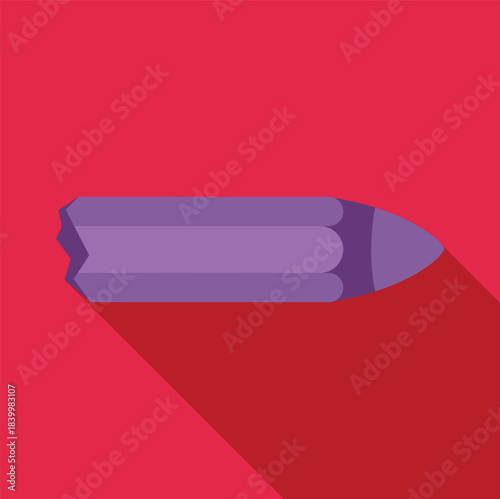Purple pencil laying on a red background with minimalist design