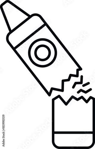Fragmented crayon line icon symbolizing a broken idea or unfulfilled creative potential