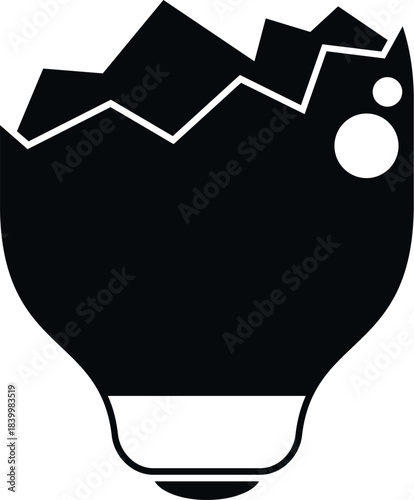 Cracked eggshell silhouette symbolizing breakfast food and new beginnings