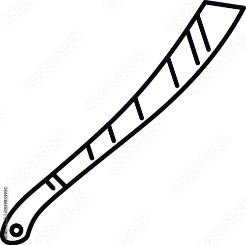 Machete line art vector icon representing a cutting tool