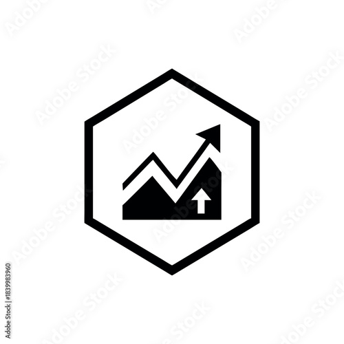 Mountain in Hexagon Symbol for Achievement Endurance and Business Challenge On white Background Vector illustration