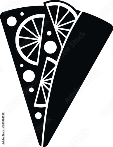 Folded crepe enjoying citrus slices and decorative dots, vector illustration