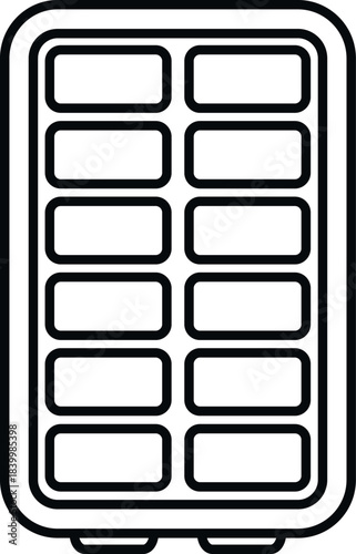 Ice cube tray providing cold refreshment, a kitchen essential for freezing water