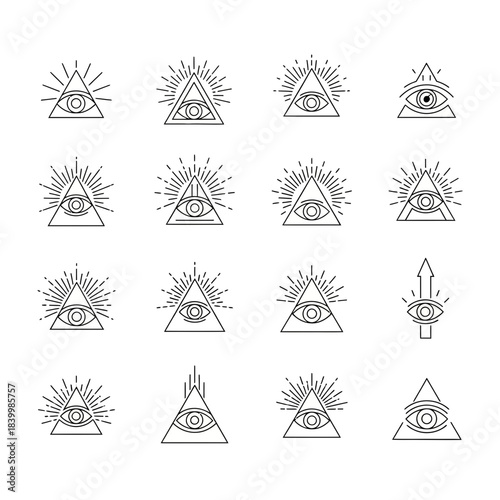 Discover profound symbolism with these modern, minimalist eye of providence icons, perfect for spiritual or esoteric designs.