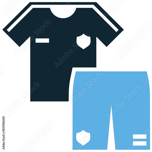Soccer jersey icon vector for sports apps and team merchandise. Symbolizes football, competition, and team spirit. Ideal for fan gear or athletic events.