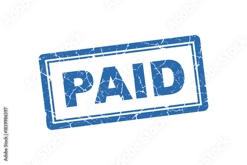 Paid grunge rubber stamp; paid sign and symbol; paid watermark; blue paid