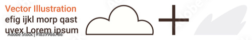 Weather, positivity, creative, abstract design, connectivity, digital. Minimalist cloud, a plus symbol and a stylized element. Weather and positivity as main conceptual ideas