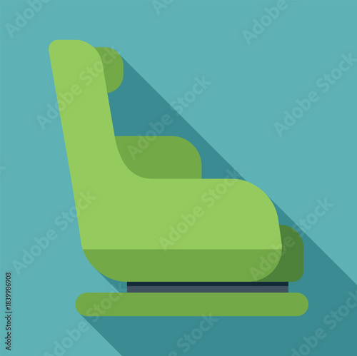 Green armchair furniture displaying a flat design style with a long shadow