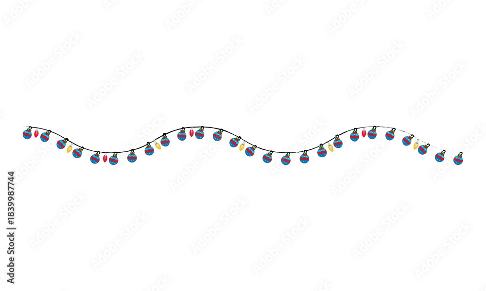 Naklejka premium Christmas Lighting String String Sweet Clipart With Transparent
