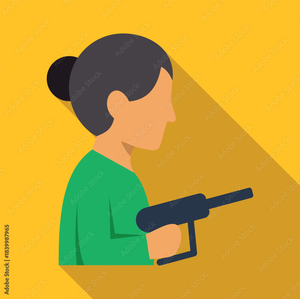 Obraz premium Woman holding a weapon, representing concepts of danger, crime, security, and protection