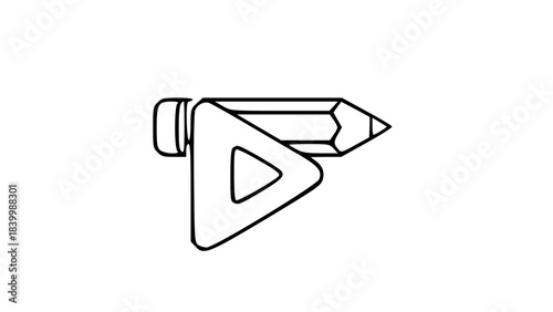 Minimalist line art illustration combining a pencil and a set square, symbolizing design, education, and creative tools.
