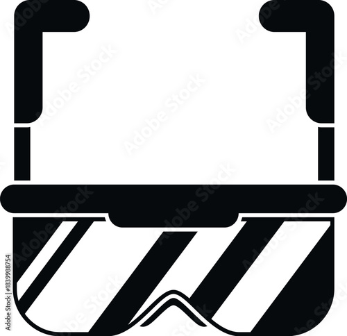 Black icon illustration of safety goggles for eye protection