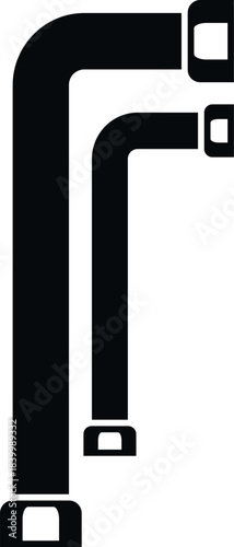 Black silhouette of two water pipes with fittings representing plumbing infrastructure