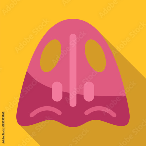 Flat design nose with long shadow representing the sense of smell