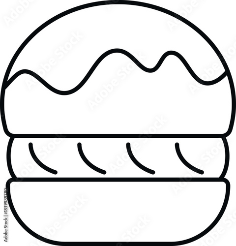 Hamburger line art icon representing fast food and unhealthy eating