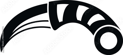 Karambit knife silhouette illustrating a curved blade and handle with a finger ring