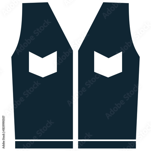 Vest icon vector for layered clothing and professional or casual styles. Symbolizes warmth, utility, and fashion layering. Ideal for tailoring or outdoor gear.