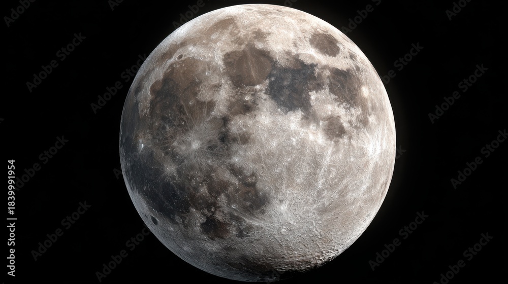 Obraz premium High Detail 3D Render of the Moon Surface on a Clean White Background