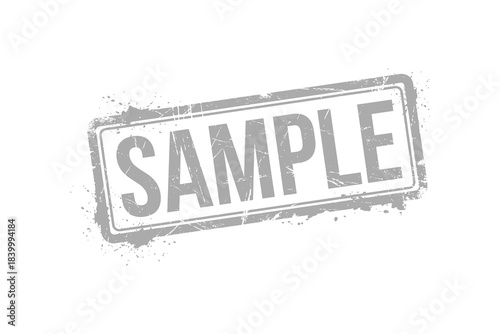 Sample grunge rubber stamp, grey rectangle mark, text, document, watermark, isolated object