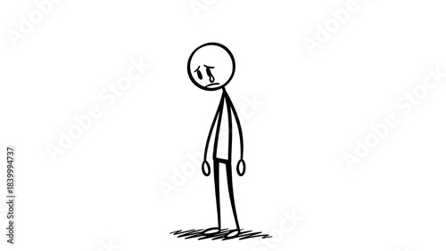 stickman, stick figure, sad stickman, sad stickman illustration, crying stick figure drawing, simple sketch of a sad character, hand drawn cartoon expressing sadness, sad doodle