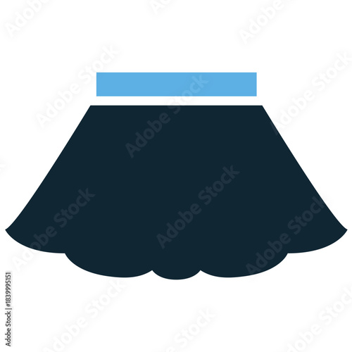 Skirt icon vector for female fashion and clothing retail. Symbolizes feminine style, elegance, and diverse bottom wear. Ideal for clothing stores or dress guides.