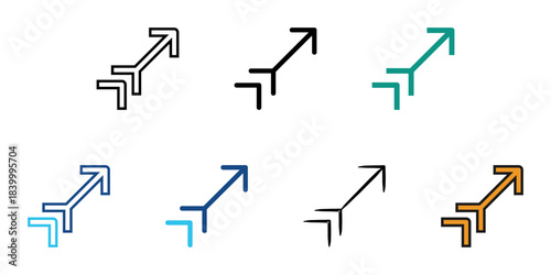 Up right icon set multiple style vector collection. Editable Stroke 

