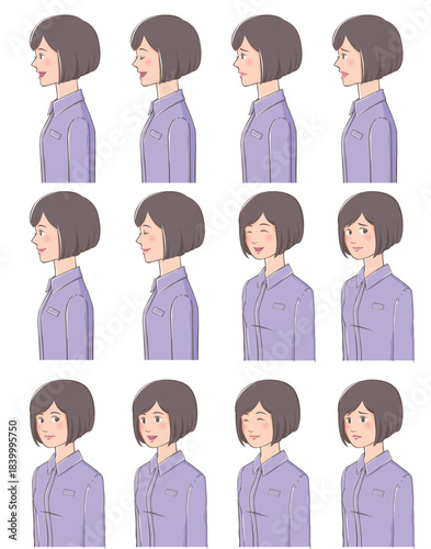 横顔と斜め顔の女性