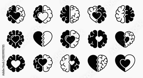 Canvas Print Capturing the essence of intellect and emotion, these striking brain and heart icons symbolize balance, thought, and feeling for powerful visual storytelling