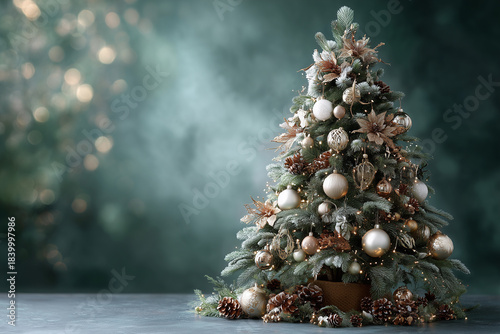 Eleganter festlich geschmückter Weihnachtsbaum in luxuriösem Dekor