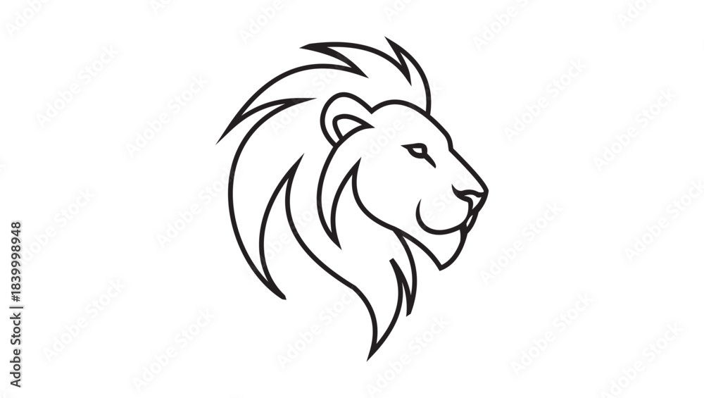 Fototapeta premium One-Line Minimal Lion Head Elegant Line Art