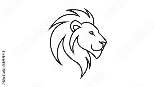 One-Line Minimal Lion Head Elegant Line Art