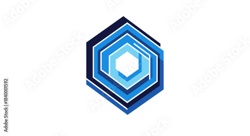 Abstract Geometric Hexagon Design In Shades Of Blue and White on a Clean Background