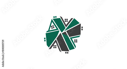 Abstract Geometric House Logo Design for Real Estate, Property Development and Business